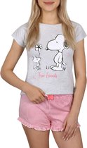 Snoopy Peanuts - Grijs Roze Meisjes Pyjama met korte mouwen, Gestreepte zomerpyjama / 134