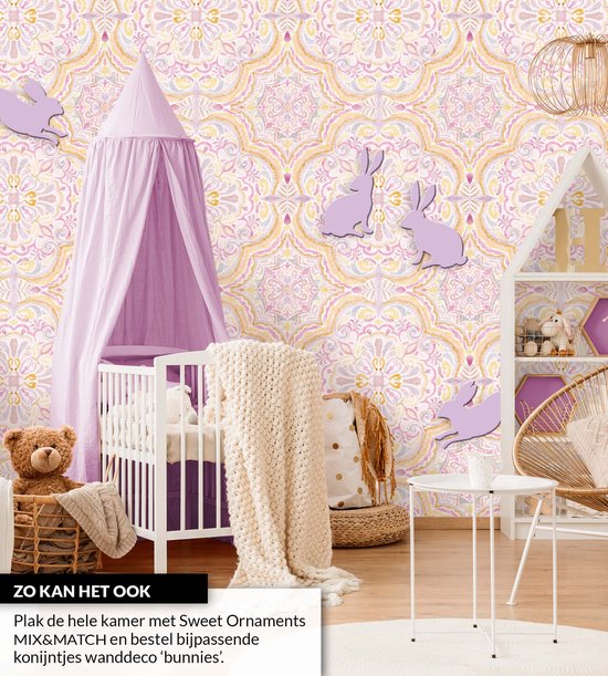 Designerwand Muurdecoratie set Kinderkamer Vier Konijnen