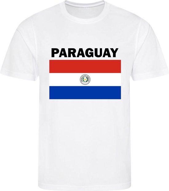 Paraguay - T-shirt Wit - Voetbalshirt - Maat: 146/152 (L) - 11-12 jaar - Landen shirts