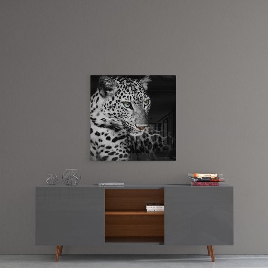 Tableau sur Glas Wit léopard