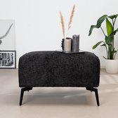 Bronx71® Hocker Vegas zwart stof chenille