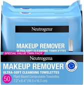 Neutrogena Makeup Remover Cleansing Towelette Singles, Make-up remover - Diepe gezichtsreiniger - Reinigingsdoekjes - Duo pak - 2 stuks