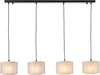 Brillant | Odar hanglamp 4-vlammig zwart/beige | 4x A60, E27, 42W, geschikt voor normale lampen (niet meegeleverd)