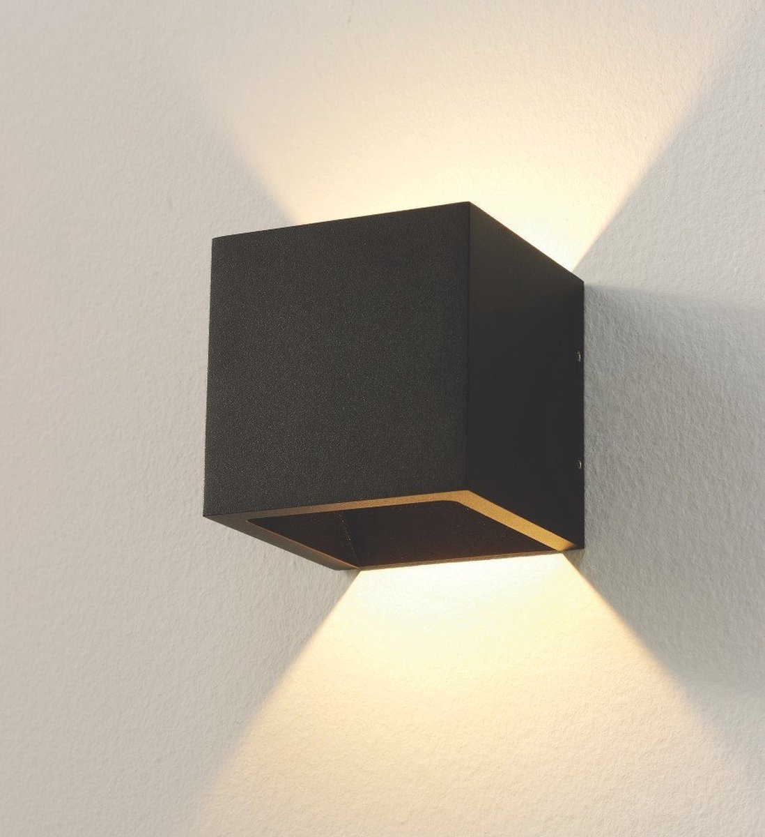 Wandlamp LED Cube Zwart IP54 Dim To Warm