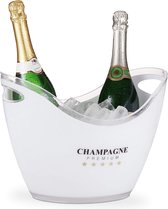 Relaxdays Champagnekoeler, champagne Premium, 6l volume, dranken koelen, champagnekoeler h x b x d: 25,5 x 34,5 x 26 cm, wit, 10028655