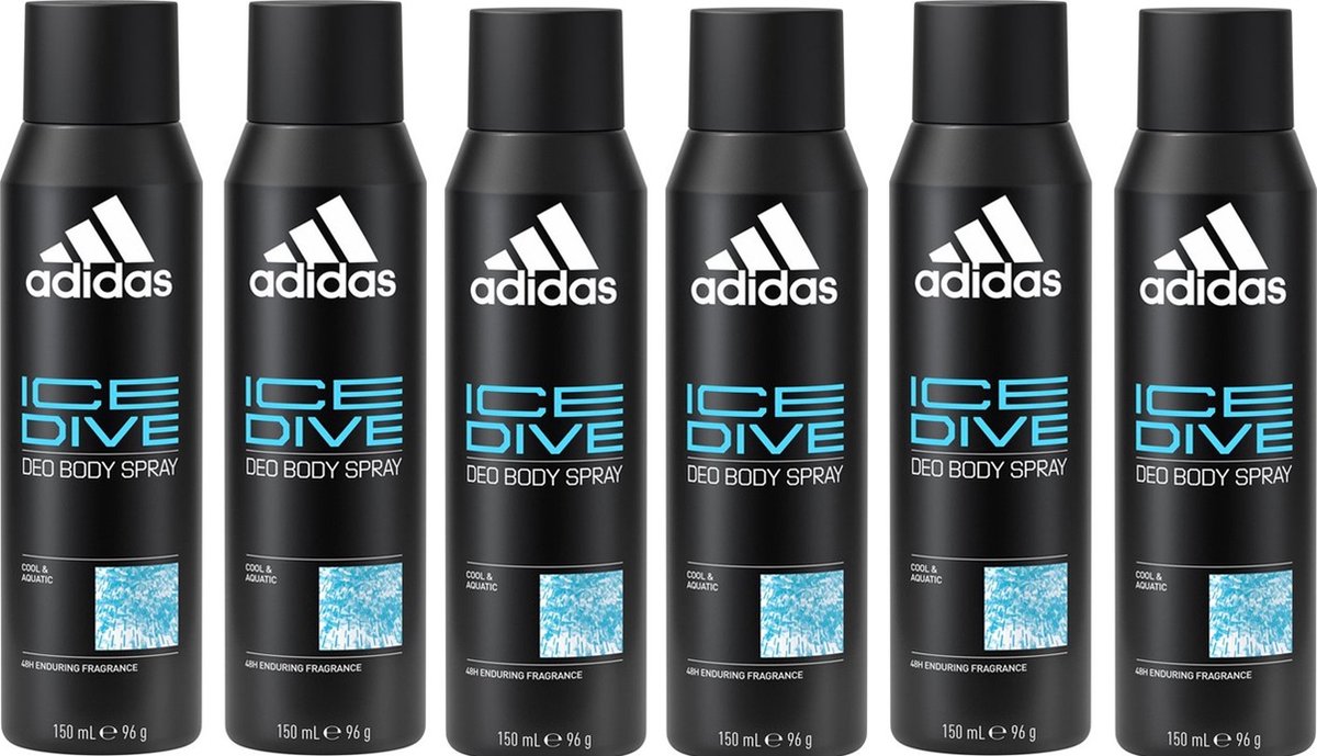 Adidas - Ice Dive - Deospray / Bodyspray - Voordeelverpakking 6 x 150 ML
