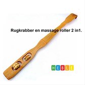 *** 2-in-1 Bamboe rugkrabber & massage roller - rugmassage stok - Onspanning - van Heble® ***