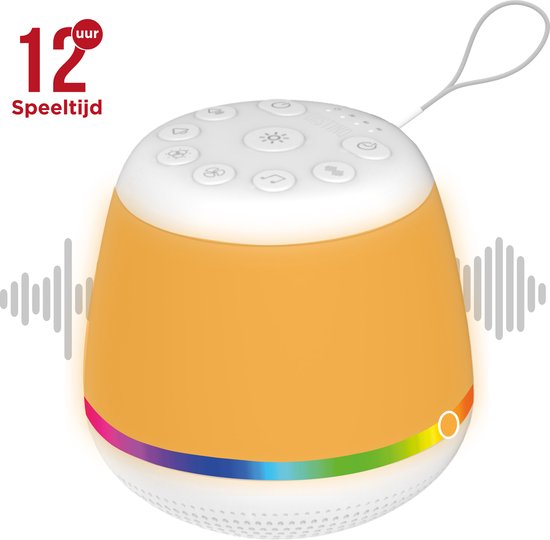 DistinQ White Noise Machine compact - Witte Ruis Slaaptrainer voor Baby - Slaaphulp met 8 verschillende kleuren LED verlichting en 29 rustgevende geluiden