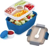 Boîte à Bento, boîte à déjeuner pour adultes, grande, 2000 ml, compartiments divisés, boîte à salade à 2 niveaux pour emporter, boîte à déjeuner durable, étanche, sans BPA avec couverts, pour le travail et le pique-nique