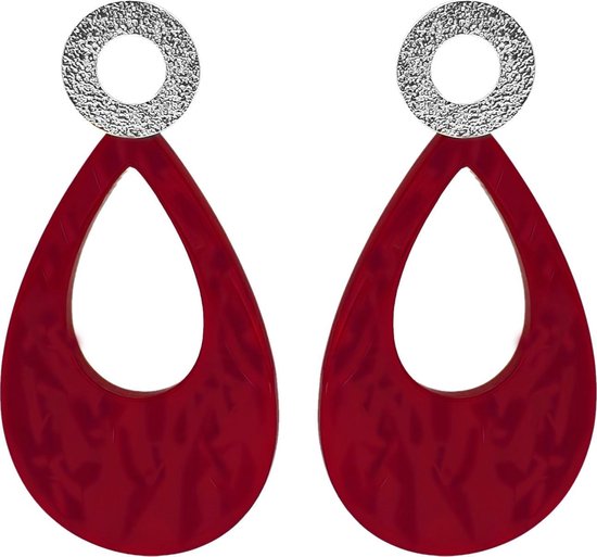 Boucles d'oreilles TABOO RESIN RUBY, SILVER