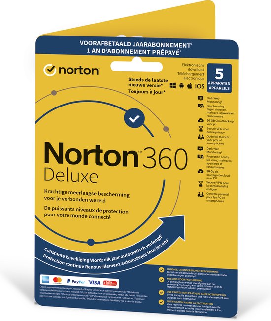 Norton 360 Deluxe -  1 User -  5 Device - 12 Maand