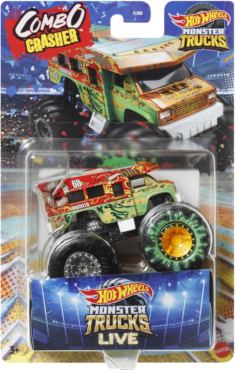 Hot Wheels Monster Trucks COMBO CRASHER Vehicle, Monstertruck, 3