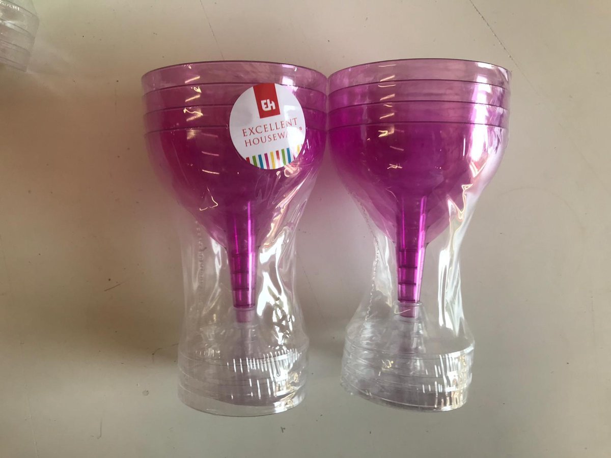 Plastic wijnglazen - roze 2x4 glazen | bol.com
