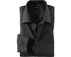 OLYMP Luxor modern fit overhemd - mouwlengte 7 - zwart - Strijkvrij - Boordmaat: 42
