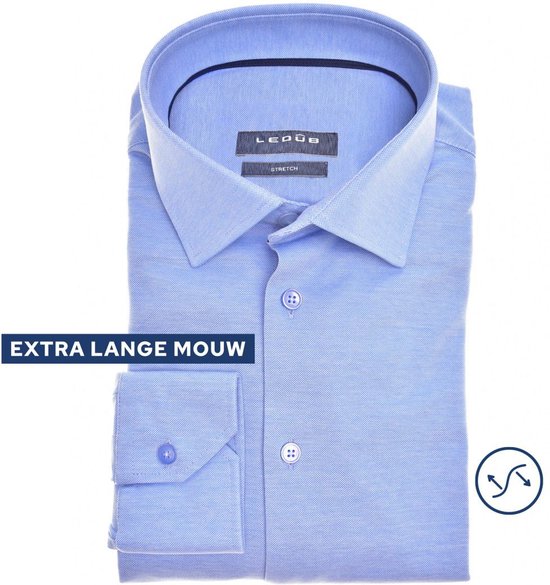 Overhemd Ledub blauw gemeleerd stretch - 447
