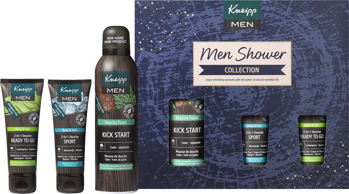 Goedkoopste Kneipp Men - Geschenkset Shower Collection - Douche foam - 2-in-1 Douche Shampoo - Cadeau - Giftset - Vegan - Inhoud 200 ml 2 x 75 ml
