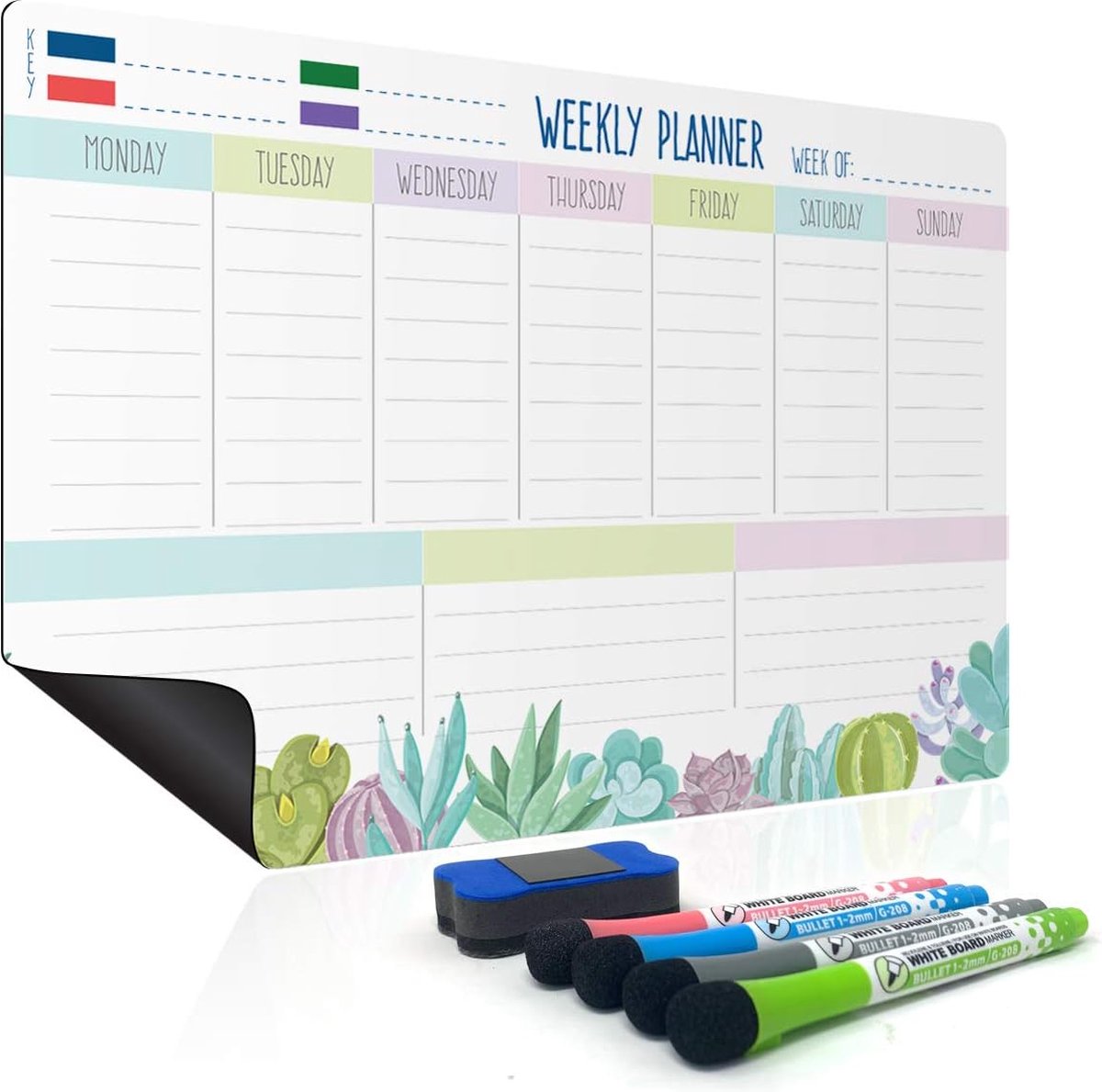 Joejis Kitchen - Wekelijkse planner bord - Wekelijkse planner voor het gezin & maaltijdplanner, magnetische planner