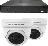 Draadloze Camerabeveiliging - Sony 5MP - 2K QHD - Set 2x Dome - Wit - Binnen & Buiten - Met Nachtzicht - Incl. Recorder & App