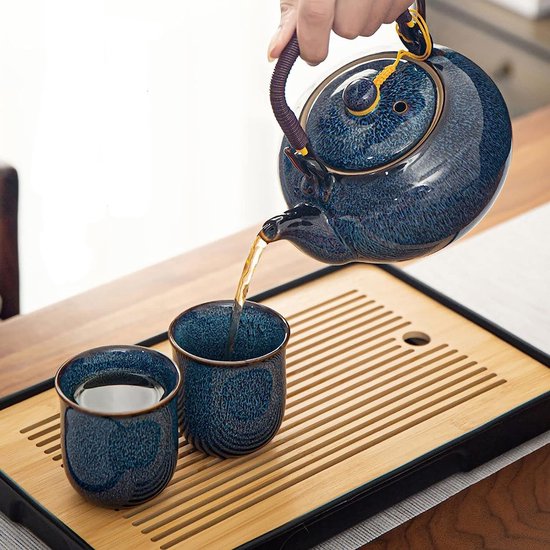 Service à Thé Silea – Céramique – Théière + 4 Tasses Et Coupelles – Bon état