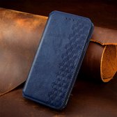 Luxe PU Lederen Ruitpatroon Wallet Case voor Motorola Edge 30 Ultra _ Blauw