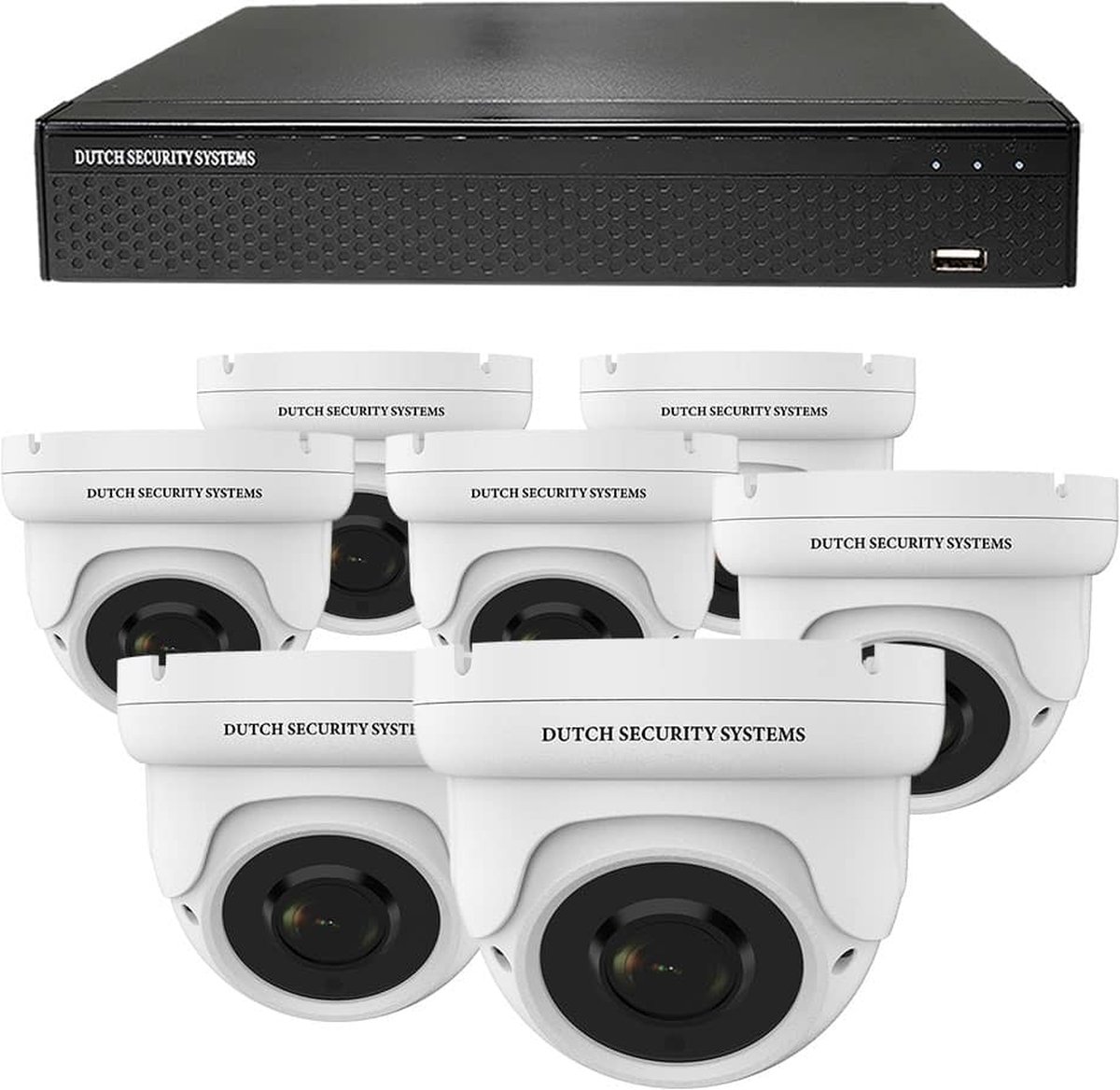 Camerabeveiliging 2K QHD - Sony 5MP - Set 7x Dome - Wit - Buiten & Binnen - Met Nachtzicht - Incl. Recorder & App