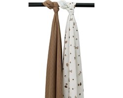 Meyco Baby Forest Animals swaddle - 2-pack - hydrofiel - toffee - 120x120cm