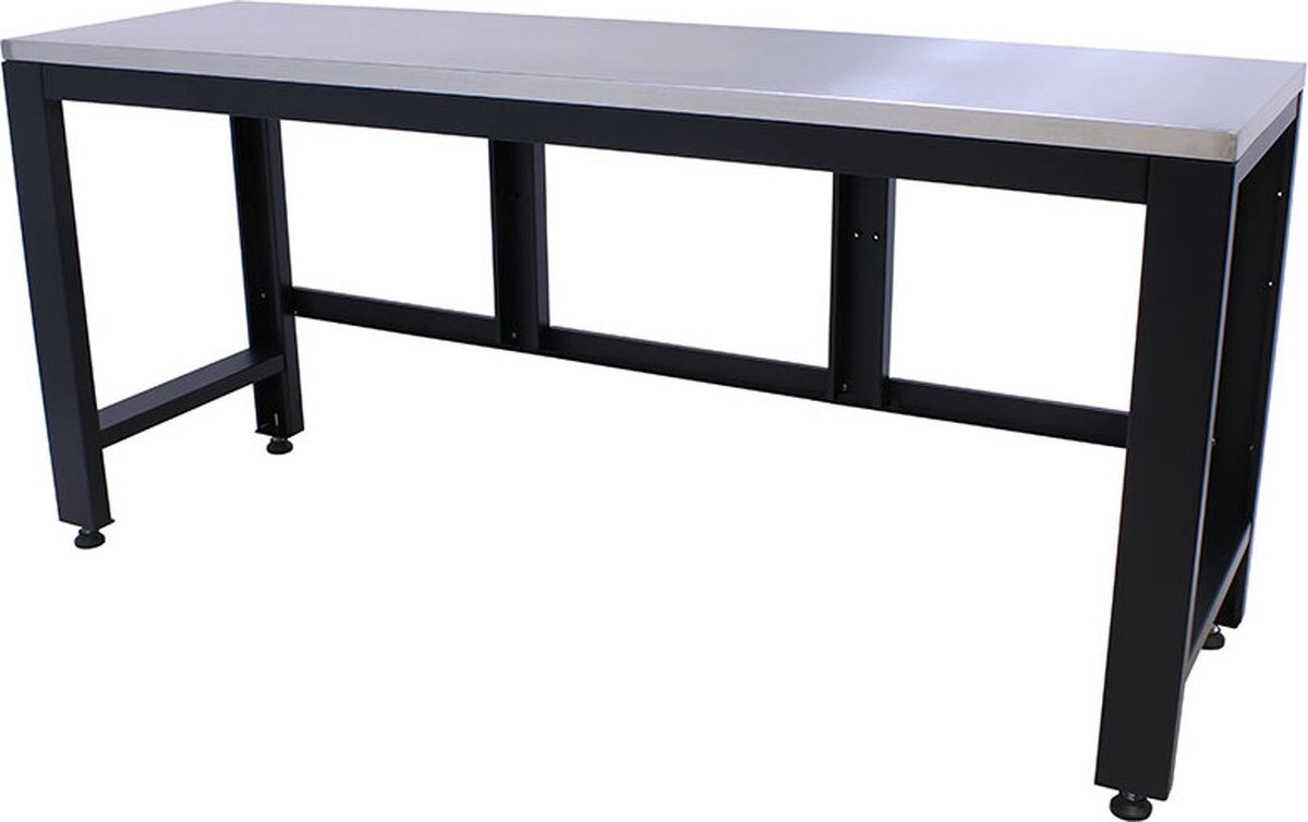 Kraftmeister werkbank Premium 204 cm - Werktafel met RVS werkblad - Zwart