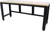 Etabli Kraftmeister Premium 204 cm - Table de travail avec plan de travail en chêne - Zwart