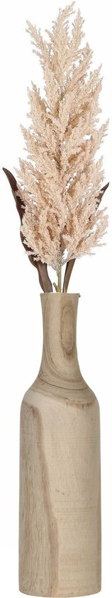 Decoratie pampasgras pluim in houten vaas - lichtroze - 88 cm - Tafel bloemstukken