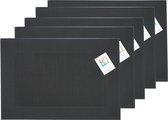 Placemats Hampton - 10x - zwart - PVC - 30 x 45 cm