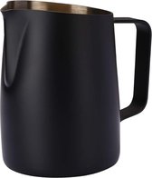 Espresso-melkopschuimer, melkkannetje, roestvrij staal, voor koffie-latte kunst, 420 ml, zwart