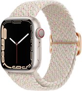 Nylon bandje - geschikt voor Apple Watch Series 1/2/3/4/5/6/7/8/9/SE/SE 2 met case size 38 mm / 40 mm / 41 mm - beige-kleur