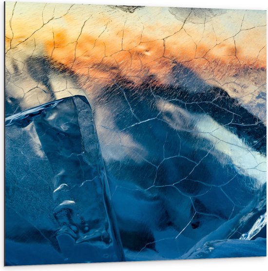 Dibond - Ijs - Water - Blauw - 100x100 cm Foto op Aluminium (Wanddecoratie van metaal)