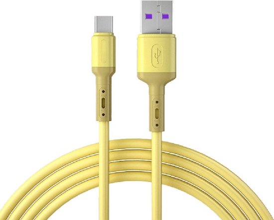 Cabletech - USB C Kabel -USB A naar USB C - Snellader - 1M - Geel | bol
