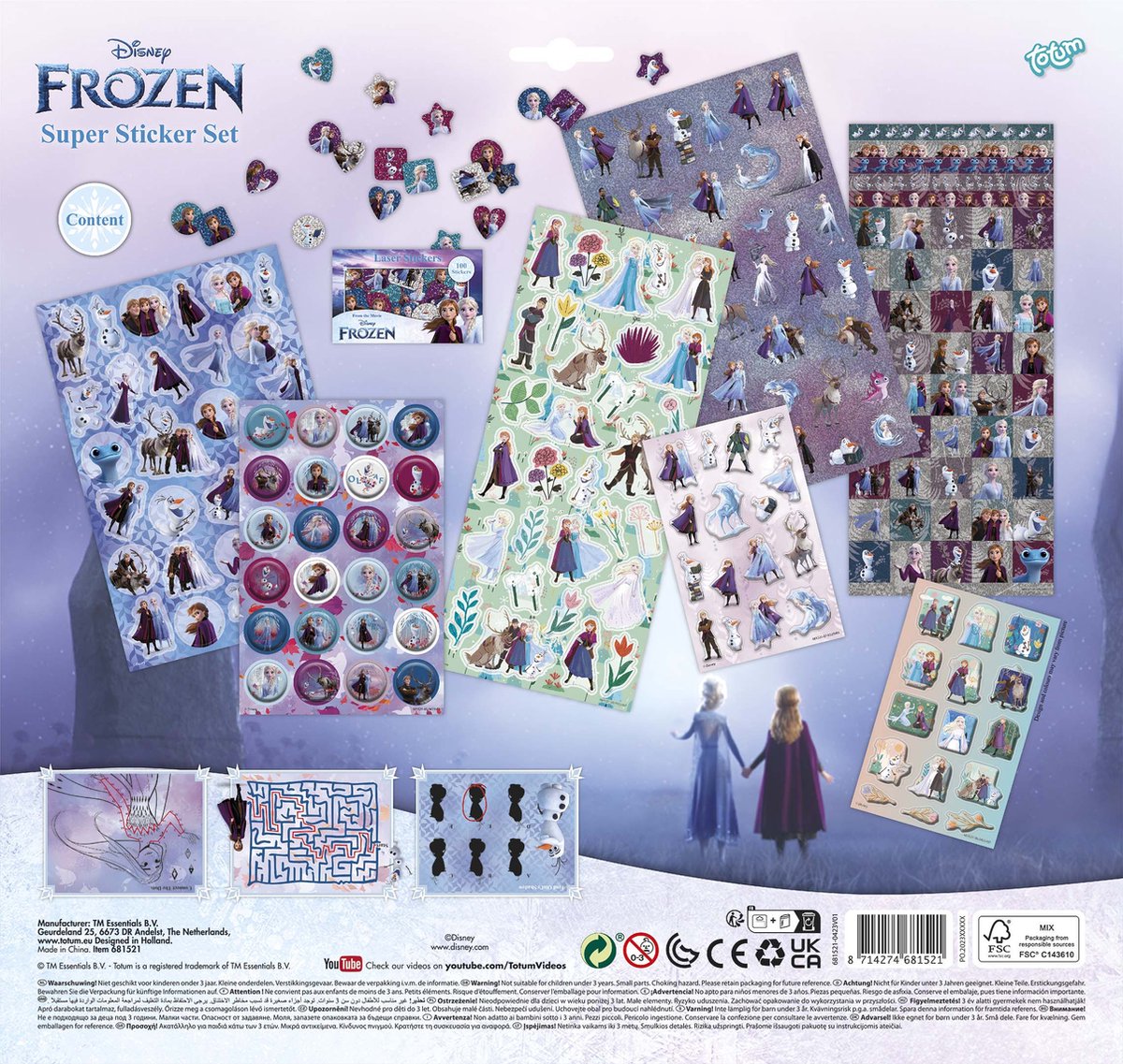 Disney Frozen Totum super sticker set XL 7 vellen - speelgoed meisjes vanaf 3 jaar - creatief knutselen stickeren met Anna en Elsa — afbeelding 7