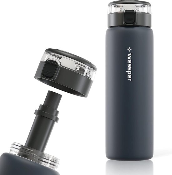 Bouteille Filtre à Eau WakiWaki - 1060 Ml - Bleue - 2 Filtres ACF Inclus - Idéale Randonnée