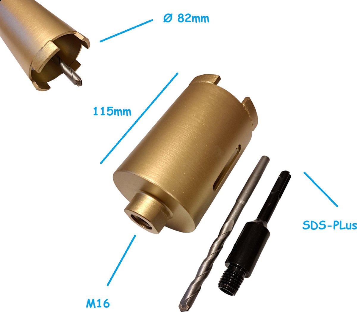 Vearter 82 Mm Diamantkernboor Met SDS Plus Adapter - Voor Baksteen, Beton En Natuursteen