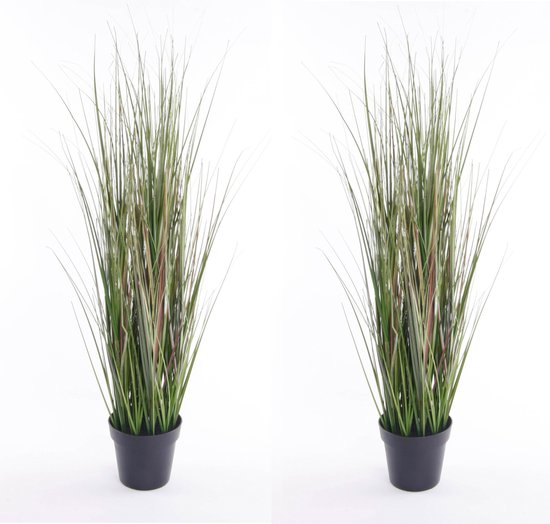 Set van 2x stuks kunstplanten groen gras sprieten 65 cm - Grasplanten/kunstplanten voor binnen gebruik