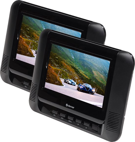 Denver Draagbare DVD Speler Auto 7 inch 2 schermen Incl. Hoofdsteunhouder USB...