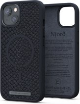 Njord byELEMENTS iPhone 13 Mini hoesje - Telefoonhoesje van Hoogwaardig Zalmleer - Gereycled / Duurzaam materiaal - 2 Meter valbescherming - Geschikt voor Magsafe / Draadloos laden - Grijs