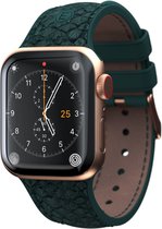 Njord byELEMENTS Geschikt voor Apple Watch bandje - 40/41mm - Hoogwaardig Smartwatchbandje van Zalmleer - Comfortabel Design - Duurzaam materiaal - Groen
