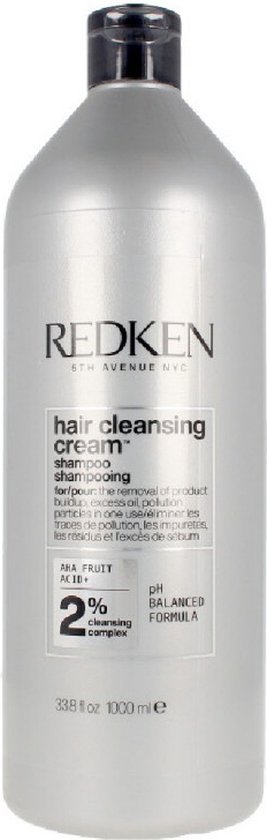 Grand flacon argenté de 1000 ml de shampooing Redken Hair Cleansing Cream avec bouchon noir.
