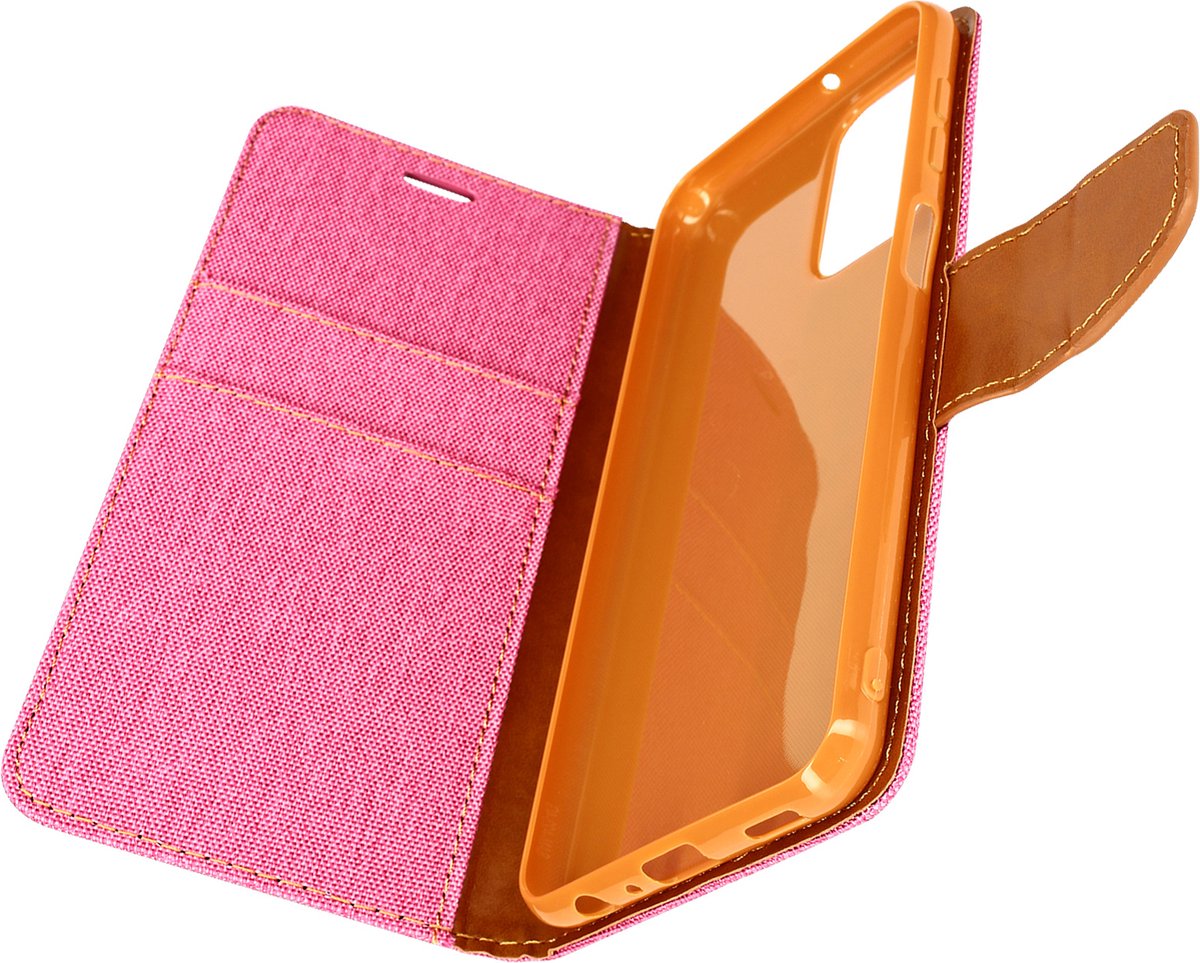 Case geschikt voor Samsung A23 5G/M23 5G Stof Kaarthouder Stand Roze