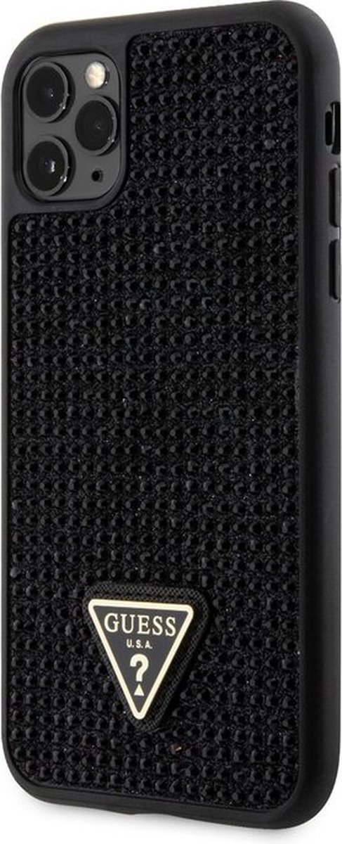Guess Rhinestones Triangle Logo Back Cover - Apple iPhone 11 Pro Max (6.5") - Zwart