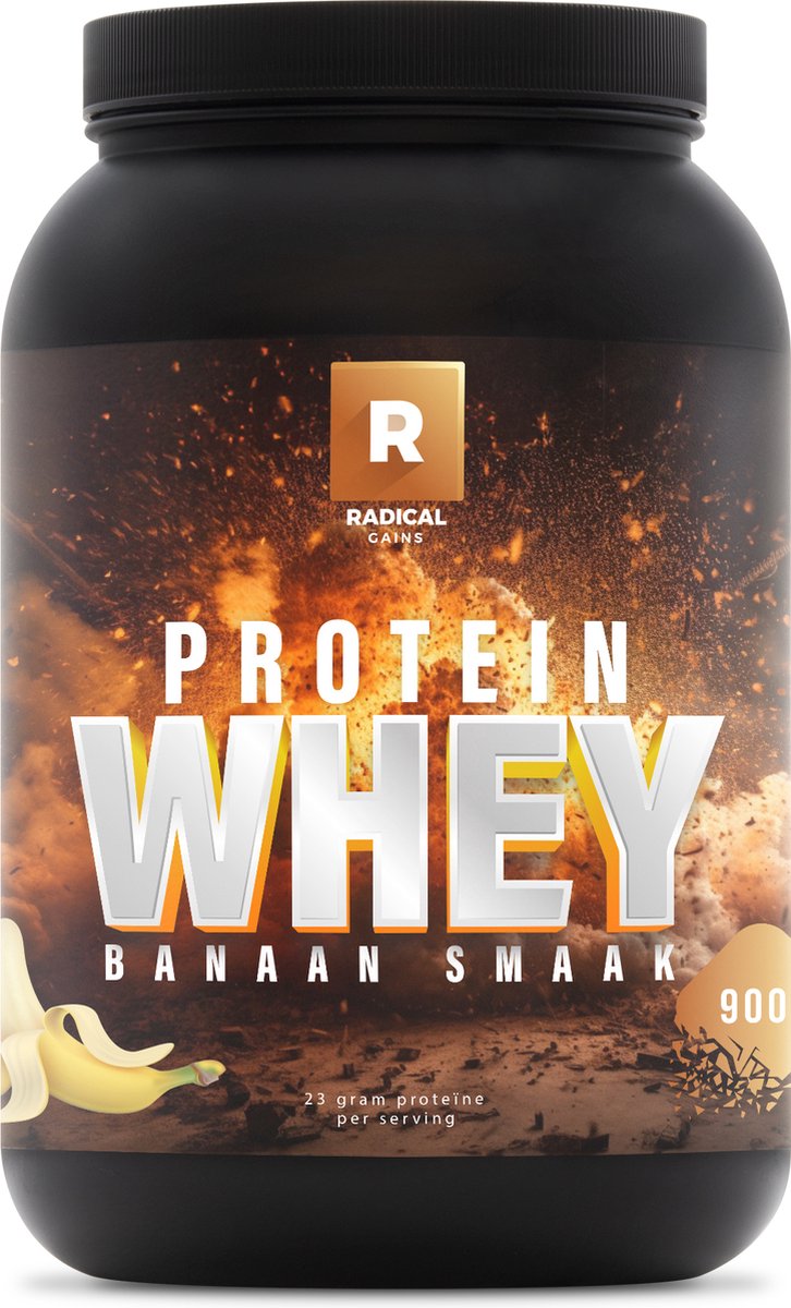 Radical Gains - Whey Protein, Banaan - 900 gram