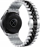 By Qubix Stalen band 22mm - Zilver - zwart - Geschikt voor Samsung Galaxy Watch 3 (45mm) - Galaxy Watch 46mm - Gear S3 Classic & Frontier