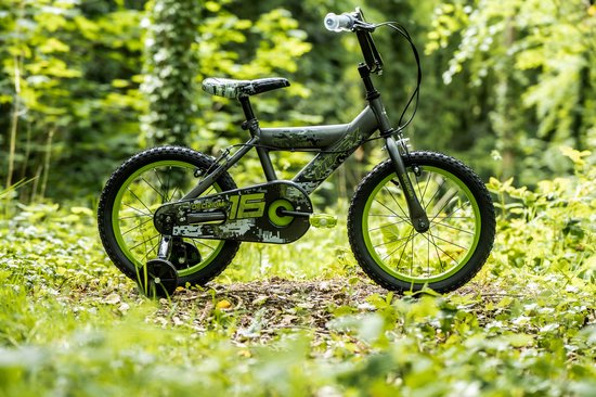 Huffy Delirium 16 Inch Jongensfiets - Grijs en Groen BMX-stijl Kinderfiets — afbeelding 3