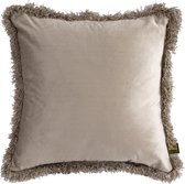 PTMD Nous Sierkussen - 45x3x45 cm - Fluweel - Beige