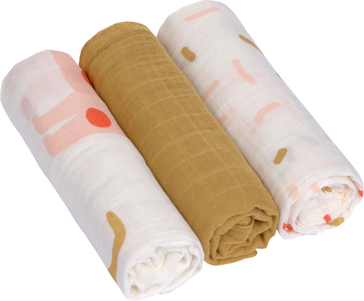 Goedkoopste Lässig Heavenly Soft Swaddle L Little Mateys Spicy Orange 80 x 80 cm 3-Pack