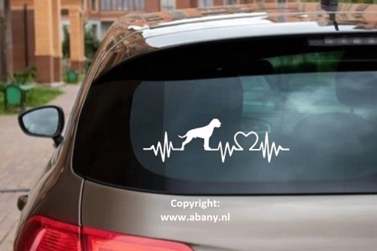 Boxer hond 3 x – autosticker - stickers voor raam auto deur muur laptop - heartbeat - ras - hondensticker - hondenlijn - Doglove - Abany quality design